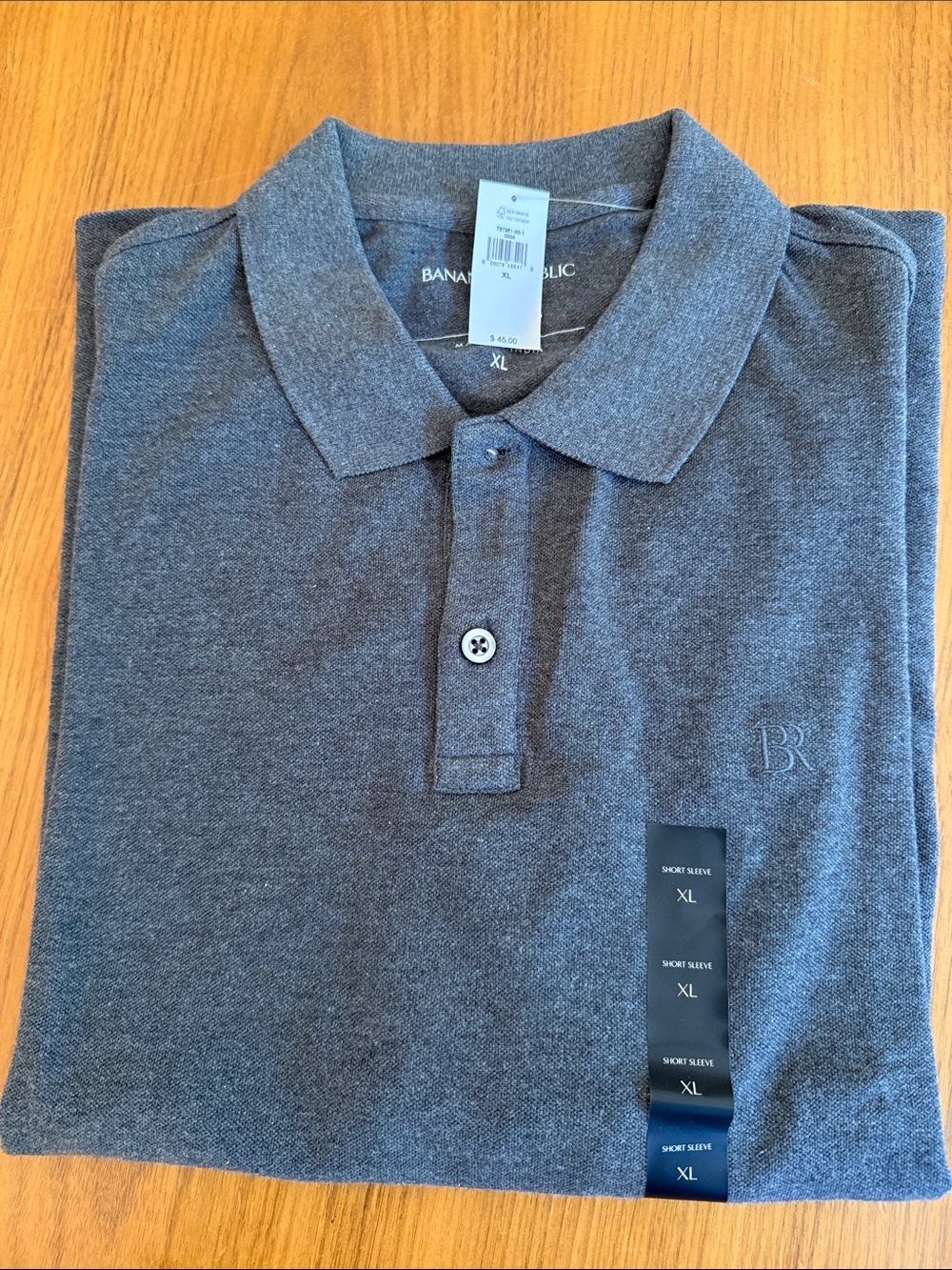 Banana Republic Gray Pique Polo Shirt
